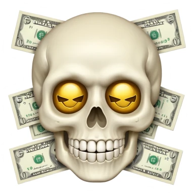 Money White Skull Emoji Face sticker
