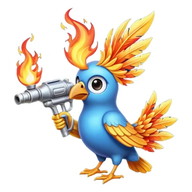 A bird with a flame thrower sticker