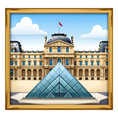 Louvre Museum Landmark Emoji – Showing the glass pyramid entrance with the historic palace in the background. sticker