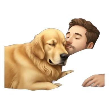 Golden retriever sleep with man sticker