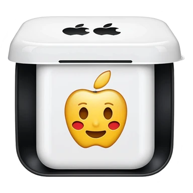 Apple TV case, open lid, apple style emoji sticker