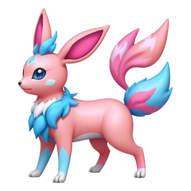 lush pastel-bright-vibrant warm-colored modern colorful neon-colored Fakémon-Digimon-Sylveon-Flareon-Pokémon-creature (full body) sticker