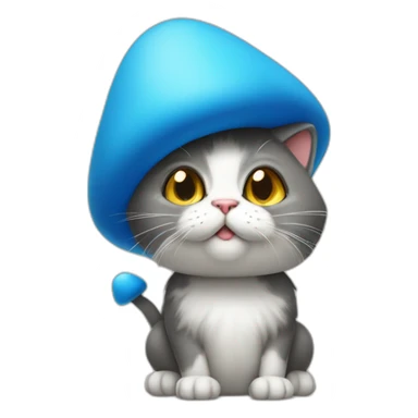 A smurf cat with mushroom hat sticker