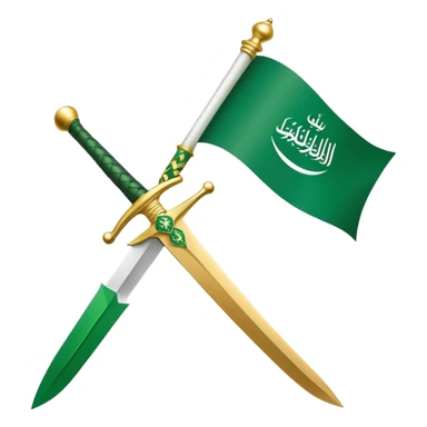 Saudi Arabian flag with green background and white Arabic script and sword sticker