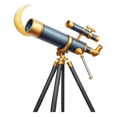 An icon featuring a telescope, stars, and a planet, symbolizing astronomy. The design includes a crescent moon, distant galaxies, and constellations, representing the study of space and celestial bodies. Transparent background highlights the exploration of the universe and cosmic phenomena. sticker
