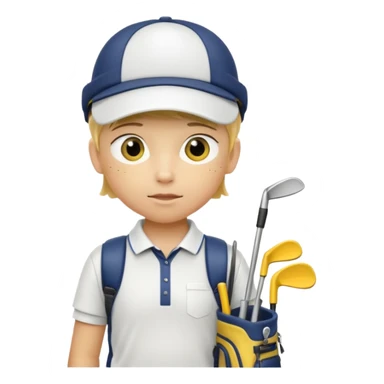 young child beginner golfer yellow default skin. with golf bags on their backs  sticker