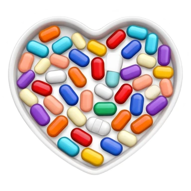 Different Supplements in a little heart shaped dish sticker