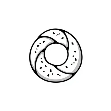 a simit, the Turkish sesame bread ring, hand-drawn doodle style sticker