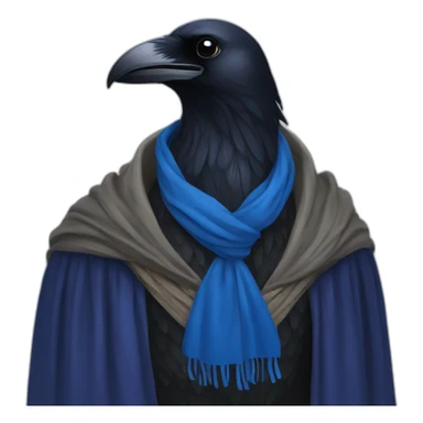 Raven wearing blue scarf hogwarts sticker