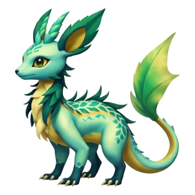 Shiny Iridescent Helioptile-Salandit-Leafeon-Fakémon-hybrid-creature (full body)  sticker