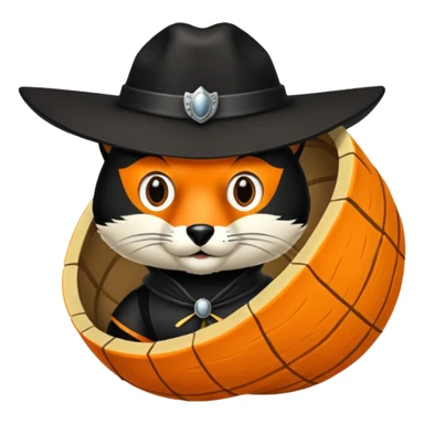 zorro naranja mascota agarrando una llanta sticker