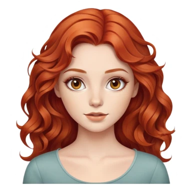 beautiful girl with wavy red hair, natural makeup look sticker