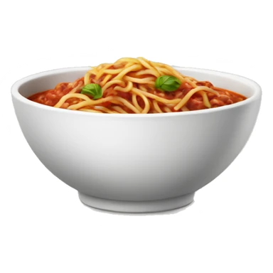 A white bowl of meat sauce spaghetti sticker
