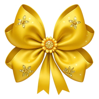 yellow flower bow with glitter sticker