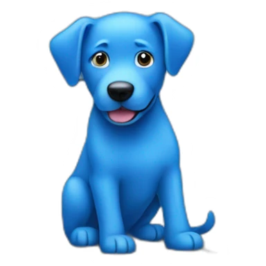 Blue dog with computer sticker