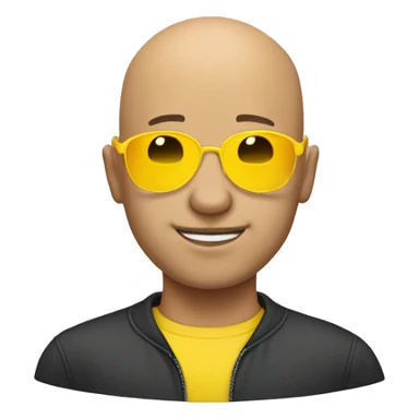 bald man wearing yellow sunglasses sticker