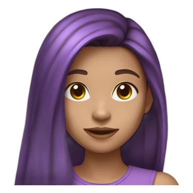  girl with long Brown hair with purple highlights and Light skin sticker