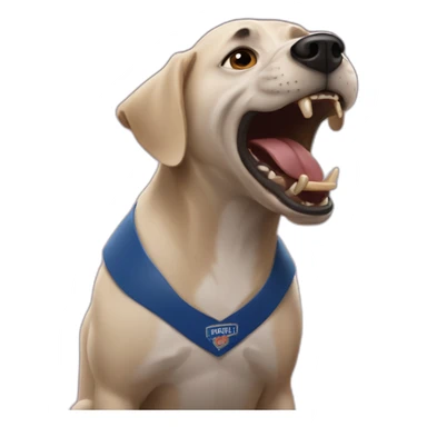 dog growling at football fan sticker