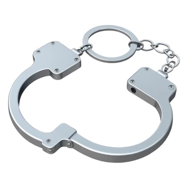 Minimalistic metallic handcuffs emoji, reflective metal, simple flat vector design, futuristic style sticker