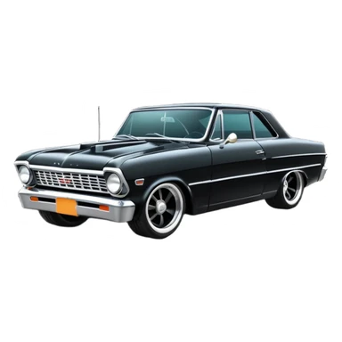 Catwoman’s  futuristic black metallic 1965 Chevy Nova SS street rat rod retro modded sticker