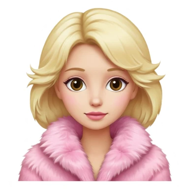 Blonde Woman weafing fluffy pink fur coat sticker