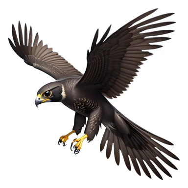cinematic-peragrin falcon-realistic-full-body-diving-emoji,-sleek-aerodynamic-frame-plummeting-through-the-air-with-lightning-speed,-razor-sharp-talons-poised-for-the-strike,-feathered-wings-angled-for-maximum-precision,-keen-dark-eyes-locked-onto-its prey, white underside with black dotted feathers sticker