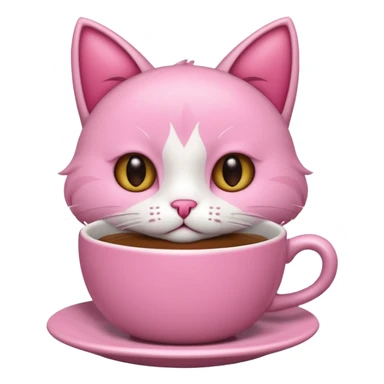 Gato rosa llorando mientras se toma un café  u sticker