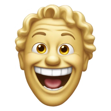 laughing arrogant face showing a clownmask sticker