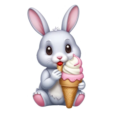 Rabbit eating ice cream sticker