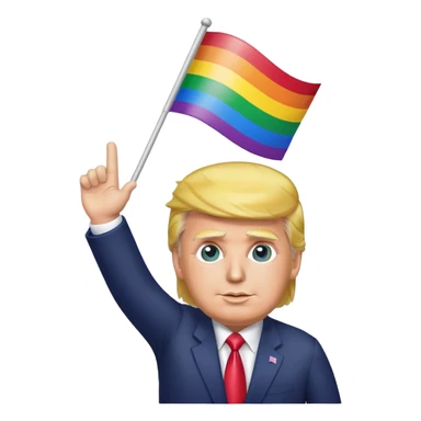 Donald trump waving a rainbow flag sticker