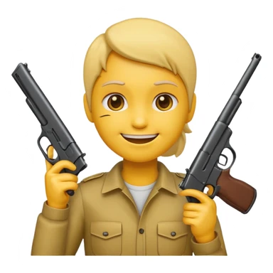 Create a smiling face emoji that’s holding a gun aimed to their forehead sticker
