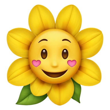 create an normal emoji with a flower in its mouth and love eyes sticker