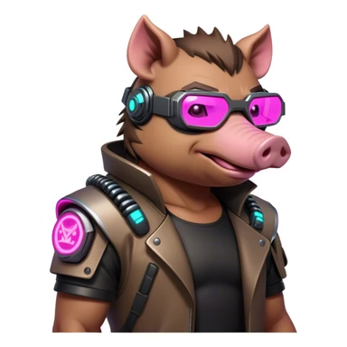cyberpunk hog with neon sticker