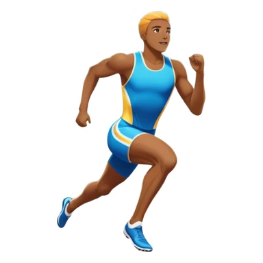 An icon featuring a vibrant stadium with cheering fans, bright lights, and a clear sky. an athlete sprinting on a track, with powerful strides and determination. The athlete's motion is dynamic, emphasizing speed and competition. sticker