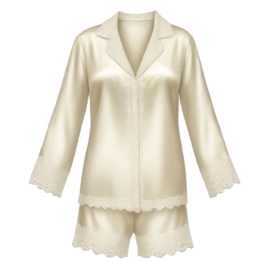 Cream silk pajamas with lace trim sticker