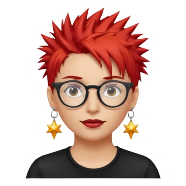 red spiky hair with glassess and earrings sticker