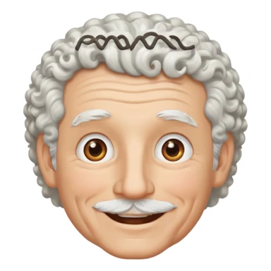 Old white man with curly white hair, hazel eyes, without a mustache sticker