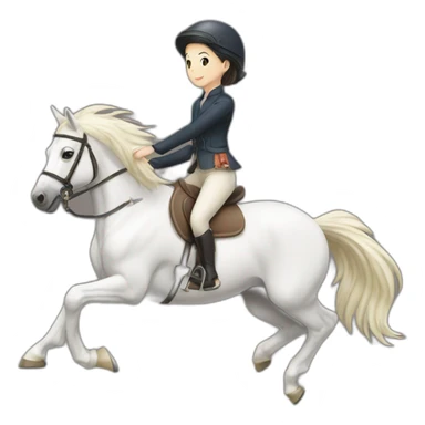 white-hourse-with-jumping-rider—japanese-girl sticker