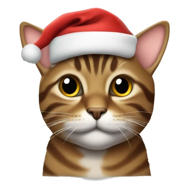 brown tabby cat wearing santa hat sticker