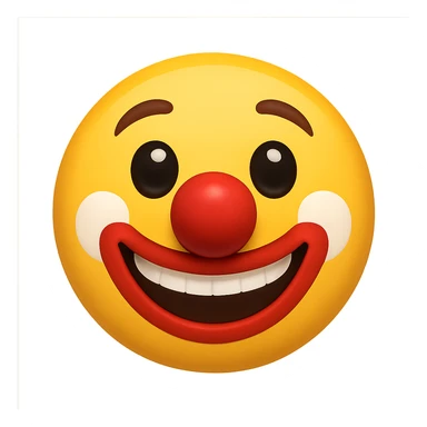 yellow face with red clown nose emoji, digital illustration sticker