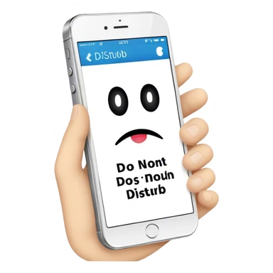 a mobile phone holding up a ‘do not disturb’ sign sticker