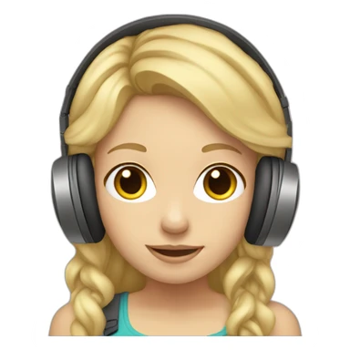 blonde-haired girl with overear headphones sticker
