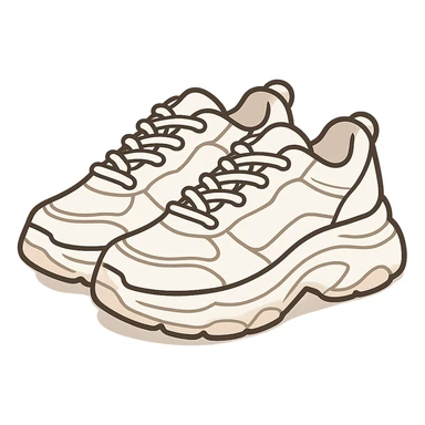 flat toon white chunky women's sneakers sticker