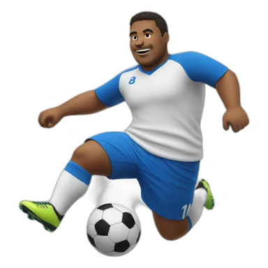 fat soccer player kicking sticker