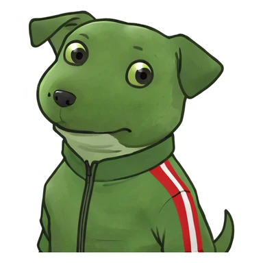 Small white dog with red track suit on  sticker