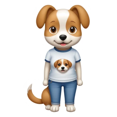 female dog upright casual clothes jeans t-shirt friendly expression sticker