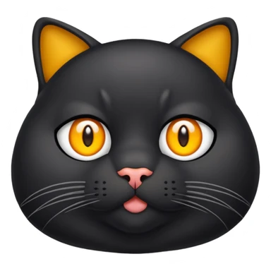 Un gato negro gordito con los ojos de color amarillos sentado sticker