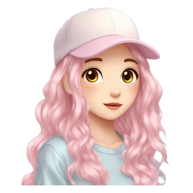 Gorgeous pastel anime girl with blushing face and hair garnitures and pretty hair and a cap aesthetic trending style sticker