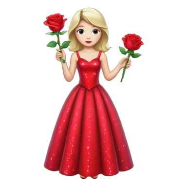 Aurora princess, standing pose, holding a rose, sparkling dress sticker