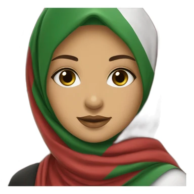 A hijabi teenager moroccan girl wearing oversized things and raising moroccan and Palestinian flag sticker
